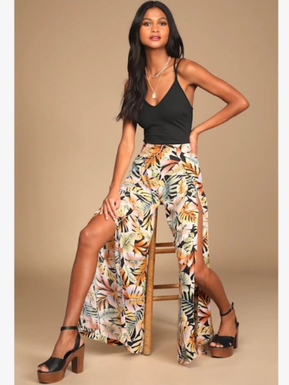 Billabong Split Spirit Black Tropical Flyaway Pants - NWT